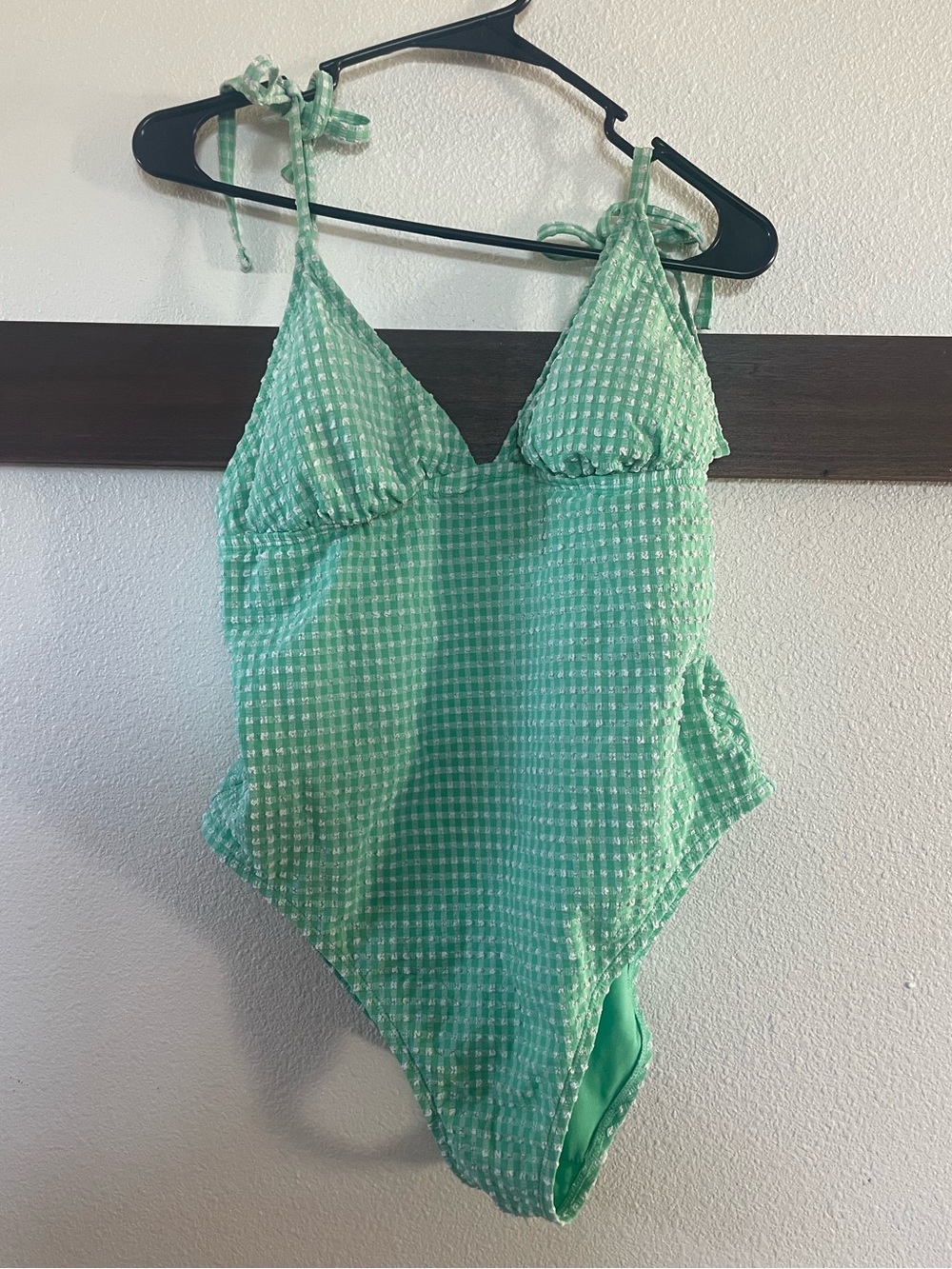 Time and Tru Mint Green Gingham One-Piece